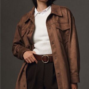 Anthropologie Pilcro The Tillie Relaxed Vegan Suede Shirt Jacket